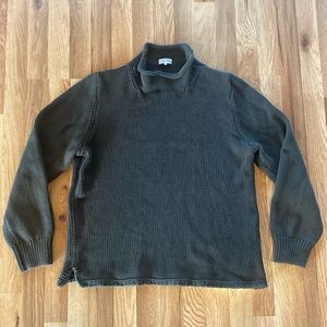 Quaker Marine Cotton Fisherman Sweater olive- labeled xl, fit Large